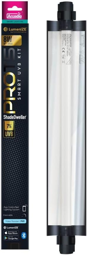 Arcadia LumenIZE Pro T5 UVB Kit, ShadeDweller 7% UV-B, 8 Watt Reptile Terrarium Vivarium Light Unit