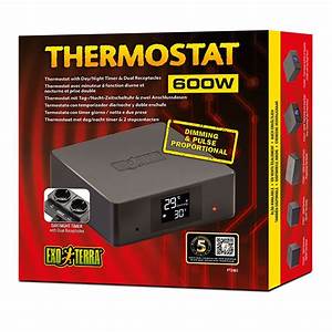 Exo Terra 600w Thermostat With Dual Receptacles And Day/night Timer